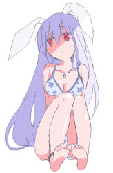 1girl animal_ears bad_id bad_pixiv_id barefoot bikini breasts feet female_focus full_body ica jewelry long_hair necklace oekaki purple_hair rabbit_ears red_eyes reisen_udongein_inaba simple_background solo swimsuit touhou white_background