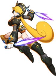 1girl android ass blonde_hair blue_eyes breasts capcom energy_blade full_body helmet highres large_breasts light_smile long_hair looking_back marino_(mega_man) mega_man_(series) mega_man_x:_command_mission mega_man_x_(series) mizuno_keisuke official_art mega_man_x_dive solo transparent_background