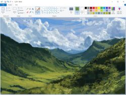 art_program_in_frame christian_young cloud cloudy_sky day forest grass landscape microsoft_paint_(medium) microsoft_paint_(software) mountain mountainous_horizon nature no_humans original outdoors scenery sky valley