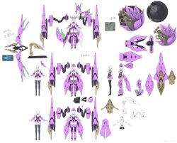 arm_armor armored_boots bare_shoulders blue_eyes blunt_ends boots bow_(weapon) breasts concept_art convallaria drone full_body headpiece highres lance large_breasts leotard long_hair mecha_musume polearm shield starward thighhighs very_long_hair weapon white_hair zhu_fun