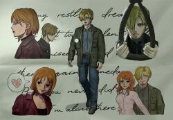 1boy 1girl blonde_hair cigarette cosplay curly_eyebrows facial_hair hair_over_one_eye highres james_sunderland james_sunderland_(cosplay) maria_(silent_hill) maria_(silent_hill)_(cosplay) mustache_stubble nami_(one_piece) one_piece rope sanji_(one_piece) sanjifull silent_hill_(series) silent_hill_2 smoking stubble