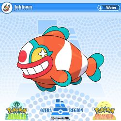 Rule 34 | artist name, artworks218, copyright logo, english text, fakemon, fish, grin, looking at viewer, nintendo, no humans, original, pokemon, pokemon (creature), polka dot, polka dot background, smile, solo, star-shaped pupils, star (symbol), symbol-shaped pupils, yellow eyes