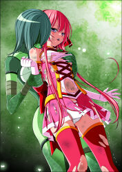 2girls absurdres abuse back_bow beaten biting biting_shoulder bleeding blood blood_drip blood_sucking blush body_blush bodysuit bow breasts brooch bruise bruise_on_arm bruise_on_face bruise_on_leg bruise_on_stomach character_request closed_eyes clover clover_rose collared_dress cowboy_shot detached_sleeves dilated_pupils dirty dirty_clothes dress drinking_blood eyebrows_hidden_by_hair fangs feet_out_of_frame flower four-leaf_clover gloves grabbing_another&#039;s_breast grabbing_from_behind green_background green_scales groping hair_flower hair_ornament hairband half-closed_eyes hand_under_clothes hand_up head_tilt helmet highres holding_back immobilization injury jewelry koeda0111 lace lace-trimmed_dress lace_trim legs_apart leotard long_sidelocks looking_afar magical_girl miniskirt molestation monster_girl multicolored_dress multicolored_skirt multiple_girls navel open_mouth original pain panties pantyshot peril pink_dress pink_hair pink_skirt pleated_dress pleated_skirt red_bow red_brooch red_hairband reptile_girl restrained ryona scales scratches short_dress short_hair short_hair_with_long_locks sidelocks skirt sleeveless sleeveless_dress small_breasts standing standing_restraints surprised teeth thighhighs thighs torn torn_bow torn_clothes torn_dress torn_skirt torn_sleeves torn_thighhighs trembling underwear upper_teeth_only upright_restraints utsugi_chisaki very_long_sidelocks violence white_panties yotsuba_no_senki_clover_rose yuri zettai_ryouiki