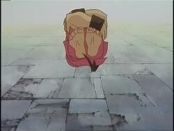 Rule 34 | 3boys, animated, anime screenshot, audible speech, bare shoulders, barefoot, birdie (street fighter), black gloves, black undershirt, blonde hair, bracelet, brown gloves, brown hair, capcom, chain, dark-skinned male, dark skin, english audio, fighting, fighting stance, fingerless gloves, glasses, gloves, grin, hibiki dan, jewelry, male focus, martial arts belt, mma gloves, mohawk, multiple boys, muscular, muscular male, ponytail, short hair, sideburns, smile, sound, strangling, street fighter, street fighter alpha, street fighter zero: the movie, street fighter zero (series), teeth, throwing, throwing person, torn clothes, torn sleeves, video