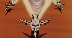 1girl 2boys 80s aircraft airplane animated battle choujikuu_yousai_macross city cityscape explosion fight fighter_jet firing helmet ichijou_hikaru jenius_maximilian jenius_milia kakizaki_hayao macross macross:_do_you_remember_love? mecha military military_vehicle missile multiple_boys music ocean oldschool queadluun-rau retro_artstyle robot sound space_ship spacecraft vf-1 vf-1a vf-1s video water weapon zentradi