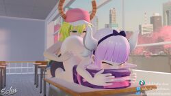 1futa 1girl 3d all_fours animated artist_name ass ass_shake backpack bag black_tank_top black_thighhighs blonde_hair blue_eyes blue_hair blunt_bangs bottomless breasts caught chair crotch_rub cunnilingus desk dragon_girl dragon_horns eshu-chan futa_with_female futanari gradient_hair green_eyes green_hair hairband hat heart heart-shaped_pupils heterochromia highres horns horns_through_headwear huge_breasts huge_penis indoors interior kanna_kamui kobayashi-san_chi_no_maidragon kyojiri_loli loli looking_at_viewer lucoa_(maidragon) masturbation multicolored_hair nude oral penis ponytail purple_hair pussy recording school_chair school_desk scrunchie sex sex_from_behind slit_pupils source_request symbol-shaped_pupils table_humping tail tank_top thighhighs unusual_pupils vaginal video viewfinder voyeurism window yellow_eyes