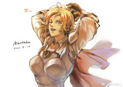 1girl black_gloves blonde_hair blue_eyes catherine_(fire_emblem) fire_emblem fire_emblem:_three_houses gloves highres long_hair nintendo open_mouth smile solo white_background