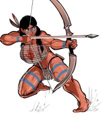 Rule 34 | 1girl, abs, black hair, braid, braided ponytail, breasts, clothes lift, curvy, dark-skinned female, dark skin, female focus, highleg, highleg panties, highres, krekkov, large breasts, long hair, muscular, muscular arms, muscular female, muscular legs, navel, nipples, panties, ponytail, solo, standing, thick thighs, thighs, underboob, underwear, very long hair, wide hips