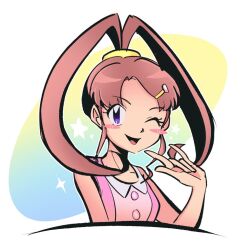 Rule 34 | amano nene (digimon xros wars), blush, brown hair, digimon xros wars, digimon xros wars: toki wo kakeru shounen hunter-tachi, hair ornament, hairpin, long hair, looking at viewer, oh sorry 01, purple eyes, sparkle, star (symbol), twintails, wings