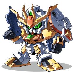 Rule 34 | 10s, beam rifle, chibi, energy gun, gundam, gundam build fighters, gundam build fighters try, kouchi (kouichi-129), kouichi (kouichi-129), mecha, no humans, robot, sd gundam, shield, simple background, solo, standing, weapon, white background, winning gundam