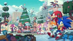 6+boys 6+girls absurdres amy_rose big_the_cat blaze_the_cat chaos_emerald charmy_bee cheese_(sonic) christmas christmas_ornaments christmas_tree commentary conductor&#039;s_wife_(the_murder_of_sonic_the_hedgehog) conductor_(the_murder_of_sonic_the_hedgehog) cream_the_rabbit cubot digimin dr._eggman e-123_omega english_commentary espio_the_chameleon flicky_(character) floating flower flying froggy_(sonic) highres husband_and_wife jewel_the_beetle kitsunami_the_fennec knuckles_the_echidna multiple_boys multiple_girls official_art orbot barry_the_quokka robot rouge_the_bat santa_costume shadow_the_hedgehog silver_the_hedgehog smile snow sonic_(series) sonic_the_hedgehog sonic_the_hedgehog_(holiday_cheer) sonic_the_hedgehog_(idw) surge_the_tenrec tails_(elf)_(sonic) tails_(sonic) tangle_the_lemur the_murder_of_sonic_the_hedgehog tree vanilla_the_rabbit winter_clothes wisp_(sonic)