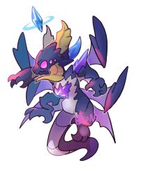 1other character_request commentary_request dragon dragon_village_(series) dragon_village_collection extra_eyes full_body furry highres multiple_wings pink_eyes simple_background tail tok10n0 white_background wings