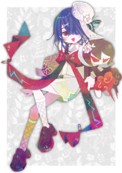 Rule 34 | 1girl, absurdres, black hair, blush, bow, bowtie, brown shoes, dress, fate/grand order, fate (series), fishnets, flower, full body, hair ornament, hair over one eye, hairpin, hat, hat flower, highres, lady yu doll, mini hat, red bow, red bowtie, shoes, short dress, short hair, solo, stuffed toy, waniyama1993, white flower, white hat, xu fu (fate), xu fu (fgo fes. 2025) (fate)