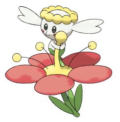 blush blush_stickers flabebe flabebe_(red_flower) flower full_body gen_6_pokemon highres nintendo no_humans official_art pokemon pokemon_(creature) pokemon_focus pokemon_xy red_flower solo sugimori_ken third-party_source transparent_background