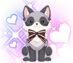 animal animal_ear_fluff animal_ears animal_focus animalization artist_name bow bowtie brown_eyes chibi closed_mouth cynapse_404 no_humans non-web_source raccoon raccoon_ears raccoon_tail simple_background smile solo tail