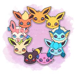 Rule 34 | absurdres, blonde hair, blue hair, blush, brown eyes, eevee, espeon, evolutionary line, flareon, gen 1 pokemon, gen 2 pokemon, gen 4 pokemon, gen 6 pokemon, glaceon, green eyes, highres, jolteon, leafeon, nintendo, open mouth, pokemon, pokemon (creature), portrait, purple eyes, red eyes, sevi (seviyummy), sidelocks, smile, sylveon, umbreon, vaporeon