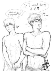 Rule 34 | 2boys, free!, glasses, multiple boys, ryugasaki rei, tachibana makoto, topless male, towel, yaoi