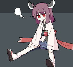 1girl ahoge blush_stickers brown_hair fusazakura japanese_clothes kimono medium_hair obi red_eyes sash sitting solo tabi touhoku_kiritan twintails voiceroid white_kimono