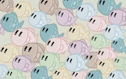 animal clannad dango_daikazoku fins fish fish_tail indie_virtual_youtuber layered no_humans no_mouth rinfocer sameko_saba simple_background simple_fish tail yellow_background |_|