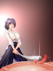 1boy 1girl aho_manten ball_busting baseball_bat bdsm cbt censored highres mosaic_censoring scrotum_ring