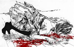 Rule 34 | 1girl, artist request, blood, female focus, monochrome, monster girl, solo, zombie
