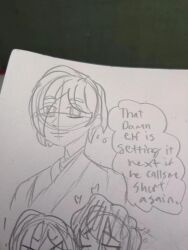 Rule 34 | doodle, genderswap, genderswap (ftm), isekai shikkaku, paper, pencil, sacchan (isekai shikkaku)