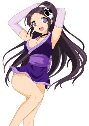 Rule 34 | absurdres, black hair, breasts, derivative work, dress, elysia de lute ima, happy, highres, kami nomi zo shiru sekai, legs, long hair, miniskirt, ponytail, purple eyes, short dress, skirt, smile, thighs, third-party edit, vector trace