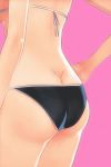 1girl 3d :d animated ass ass_focus ass_shake bare_arms bare_shoulders bikini black_bikini blinking blush bouncing_breasts breasts breasts_apart brown_hair butt_crack closed_eyes closed_mouth collarbone dimples_of_venus female_focus jiggle kakuno long_hair lowres medium_breasts navel open_mouth original pink_background ponytail purple_eyes sidelocks simple_background smile solo standing swimsuit ugoira video