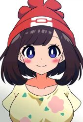 animated black_hair breasts creatures_(company) game_freak kakk_e large_breasts nintendo pokemon pokemon_sm selene_(pokemon) short_hair simple_background solo video white_background