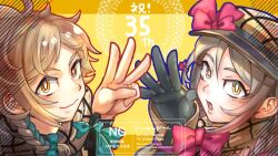 1boy 1girl blonde_hair braid brother_and_sister character_ball clanne_(fire_emblem) fire_emblem fire_emblem_engage framme_(fire_emblem) hat momongame_17 nintendo pink_hair plaid_clothes plaid_hat plaid_scarf scarf siblings single_braid twins yellow_eyes