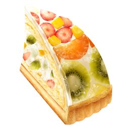 cream food food_focus fruit fruit_tart highres kiwi_(fruit) kiwi_slice no_humans orange_(fruit) orange_slice original pineapple pineapple_slice short208 tart_(food) transparent_background