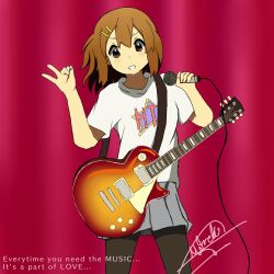Rule 34 | 1girl, brown hair, fender musical instruments corporation, highres, hirasawa yui, ho-kago tea time, k-on!, nakano azusa, sakuragaoka high school uniform, school uniform
