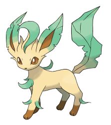 animal_focus brown_eyes full_body gen_4_pokemon highres leaf leafeon nintendo no_humans official_art pokemon pokemon_(creature) pokemon_dppt pokemon_focus solo sugimori_ken third-party_source transparent_background