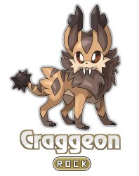 brown_eyes character_name english_text fakemon fangs full_body highres looking_at_viewer nintendo no_humans pokemon simple_background solo splatterparrot transparent_background