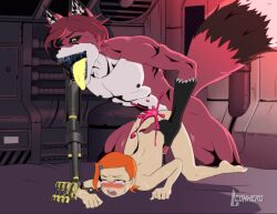 1boy 1girl aged_down ass ben_10 bestiality blush cum cum_in_pussy doggystyle ejaculation fox_boy fox_tail furry furry_male gwen_tennyson highres l-conhero looking_up male_orgasm muscular muscular_male nipples nose nude on_floor open_mouth orange_hair orgasm red_hair sex sex_from_behind short_hair sweat tail tears tongue tongue_out vaginal wet yellow_eyes