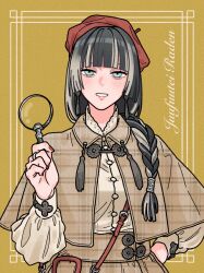 Rule 34 | 1girl, alternate costume, bag, beret, capelet, character name, collared shirt, detective, french braided ponytail, hat, high-waist skirt, highres, holding, holding magnifying glass, hololive, hololive dev is, jewelry, juufuutei raden, long sleeves, looking at viewer, magnifying glass, multicolored hair, plaid capelet, plaid clothes, plaid skirt, puffy long sleeves, puffy sleeves, ring, sha2raku2, shirt, shoulder bag, skirt, solo, streaked hair, two-tone hair, virtual youtuber