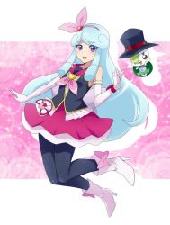 1girl alternate_costume alternate_form artist_request black_pantyhose blue_eyes blue_hair boots bow cosplay creature dress drill_hair elbow_gloves gloves hair_bow happinesscharge_precure! heart high_heel_boots high_heels hosshiwa long_hair magical_girl namakeruda namakeruda_(cosplay) non-web_source pantyhose precure ribbon_(happinesscharge_precure!) white_footwear white_gloves