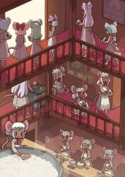6+girls animal_ears apron aqua_hair back_bow blue_hair bob_cut bow bowtie closed_eyes closed_mouth cooking cup daikokuten_(fate) daikokuten_(first_ascension)_(fate) dark-skinned_female dark_skin dress fate/grand_order fate_(series) food frilled_apron frilled_dress frills game_cg glasses green_hair hair_bow hairband half-closed_eyes hat high_heels holding holding_food holding_plate long_hair long_sleeves low_ponytail maid maid_headdress medium_hair mob_cap mouse_ears mouse_girl mouse_tail multiple_girls official_art onigiri open_mouth pantyhose pink_dress pink_hair plate ponytail pumps purple_hair rectangular_eyewear red_bow red_bowtie red_eyes rice riyo_(lyomsnpmp) running serving_cart shamoji shoes short_hair sidelocks sitting sleeping sleeve_cuffs sleeves_pushed_up smile standing steam tail third-party_source twintails very_dark_skin very_long_hair walking white_apron white_bow white_hairband white_hat white_shoes |_|