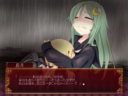 10s 2girls bad_end black_serafuku blood crescent crescent_pin crying hair_ornament kantai_collection long_hair long_sleeves low_twintails multiple_girls nagatsuki_(kancolle) rain satsuki_(kancolle) school_uniform serafuku tears text_focus translated twintails upset yuu_(alsiel)