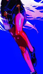 Rule 34 | 1girl, absurdres, blue background, boots, commentary, edelgard von hresvelg, fire emblem, fire emblem: three houses, garreg mach monastery uniform, gradient hair, hair flowing over, highres, leaning to the side, leg focus, legs, lower body, multicolored hair, nintendo, pantyhose, red pantyhose, simple background, solo, symbol-only commentary, tianguangsiyi, wind