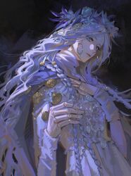 1girl absurdres braid cigma doll doll_joints elden_ring elden_ring_nightreign flower_wreath head_wreath highres joints low_twin_braids revenant_(elden_ring) solo twin_braids veil white_veil