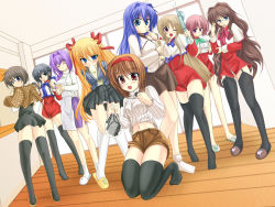 Rule 34 | 6+girls, amano mishio, bad anatomy, chalice, cup, dutch angle, everyone, glasses, hair intakes, handheld game console, kanon, kawasumi mai, kirihane, kurata sayuri, minase akiko, minase nayuki, misaka kaori, misaka shiori, multiple girls, nintendo ds, panties, pantyshot, poorly drawn, sawatari makoto, school uniform, shawl, slippers, thighhighs, tsukimiya ayu, underwear, water gun