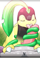 bayleef game gen_1_pokemon gen_2_pokemon licking nidoking nintendo pokemon pokemon_(creature) rubbing