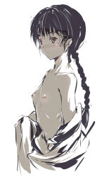 1girl blush braid female_focus flat_chest long_hair nipples papertiger rdg_red_data_girl solo suzuhara_izumiko twin_braids undressing very_long_hair