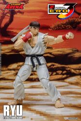 Rule 34 | 1boy, action figure, bare shoulders, barefoot, martial arts belt, photo (medium), ryu (street fighter), storm arena, storm collectibles, street fighter, street fighter zero (series)
