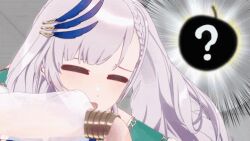 animated animated_gif blue_eyes blue_nails finger_pointing hololive hololive_indonesia meme nail_polish pavolia_reine bad_tag white_hair who&#039;s_that_pokemon_(meme)