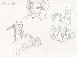 Rule 34 | 1boy, 1girl, 1other, absurdres, beard, bird, braces, closed eyes, david revoy, facial hair, gloves, goggles, hat, highres, open mouth, pants, shirt, shoes, short sleeves, sketch, teeth, upper teeth only
