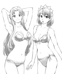 Rule 34 | 00s, 2girls, aria (seiken no blacksmith), armpits, bikini, bra, cecily cambell, greyscale, lingerie, monochrome, multiple girls, original, panties, seiken no blacksmith, side-tie bikini bottom, side-tie panties, strapless, strapless bra, swimsuit, ueyama michirou, underwear, underwear only