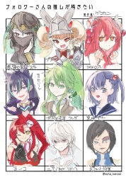 Rule 34 | 2boys, 6+girls, crossover, death note, frida mofette, gekokani, green eyes, green hair, highres, i want to draw what my followers recommend(art trend), multiple boys, multiple girls, near (death note), purple hair, red hair, tengen toppa gurren lagann, wakfu, white hair, yoko littner