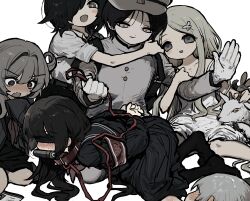 Rule 34 | + +, 1boy, 5girls, animal collar, arm hug, armband, arms behind back, baby animal, backpack, bag, bdsm, bent over, bit gag, black eyes, black hair, black pantyhose, black sailor collar, black serafuku, blindfold, blush, bound, bound wrists, brown eyes, brown hair, butterfly hair ornament, closed mouth, collar, commentary, cum, cum on hair, dress, fang, gag, gakuran, gakuseibou, girl sandwich, gloves, goat, grey hat, grey jacket, hair ornament, hair over one eye, hair rings, half-closed eyes, hand to own mouth, hand up, harem, hat, highres, holding, holding leash, hug, jacket, jihecchi, kneeling, leash, long hair, looking at another, multiple girls, nose blush, one eye covered, open mouth, original, out of frame, pantyhose, pet play, red armband, sailor collar, sandwiched, school uniform, serafuku, shirt, short dress, short hair, short sleeves, simple background, single hair ring, sitting, sleeveless, sleeveless dress, sleeves past fingers, sleeves past wrists, sleeves rolled up, smile, spaghetti strap, spanking, strap slip, v-shaped eyebrows, wariza, white background, white dress, white gloves, white shirt, wide-eyed, yellow eyes